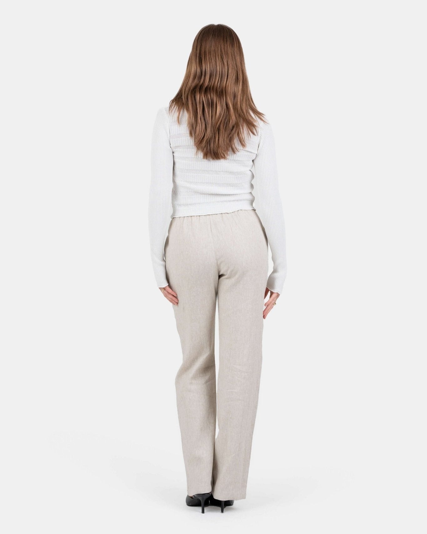 Hørbukser Højtaljede Beige | Skagen - clothing.dk